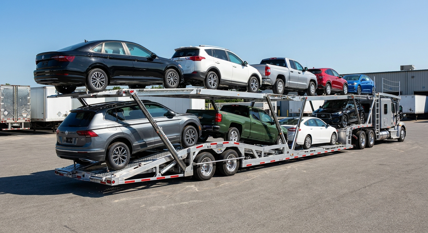 Cottrell CX-09LS loaded with 9 vehicles